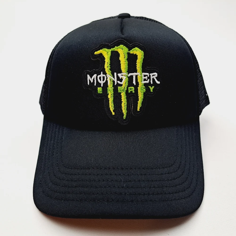 Monster Energy Foam Trucker Mesh Snapback Cap Hat Black Embroidered Patch